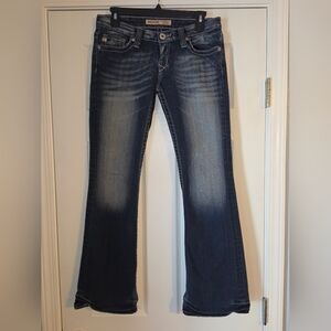 Big Star Jeans Womens 28R Sweet Ultra-Low Rise Bootcut Flap Pocket Blue Fade